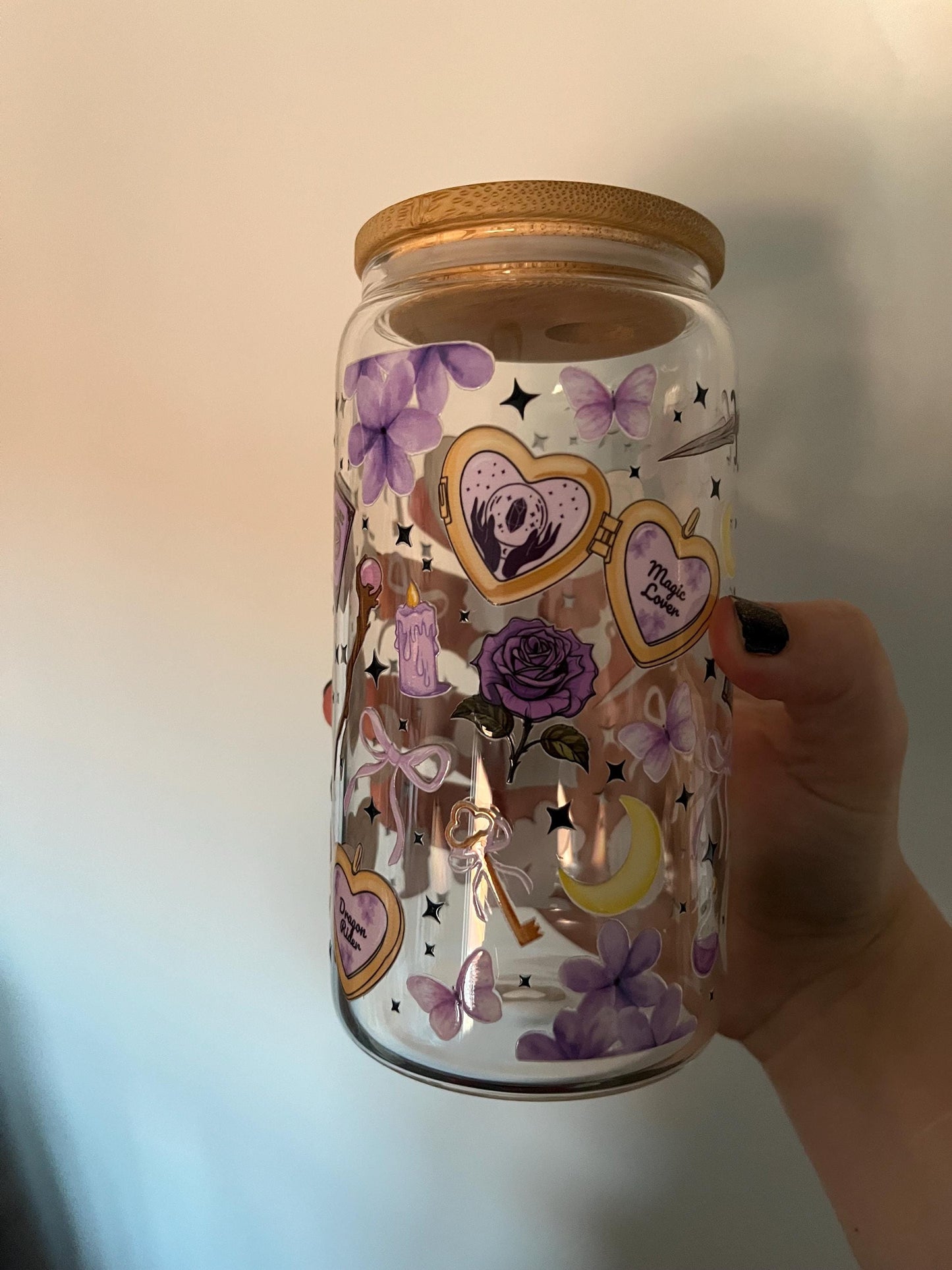 Fantasy Queen 16oz Glass Tumbler With Lid Ans Straw