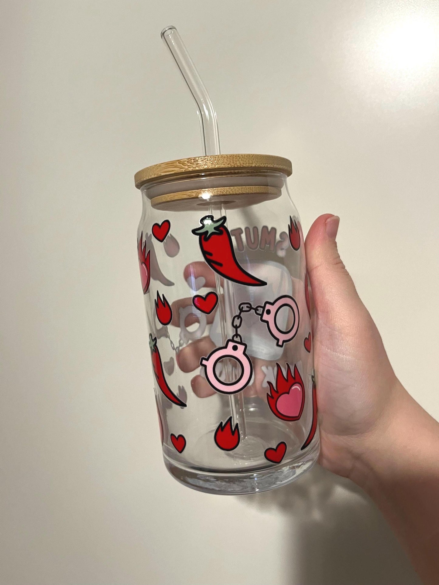 Smutty Book Club Iced Coffee Glass with Bamboo Lid