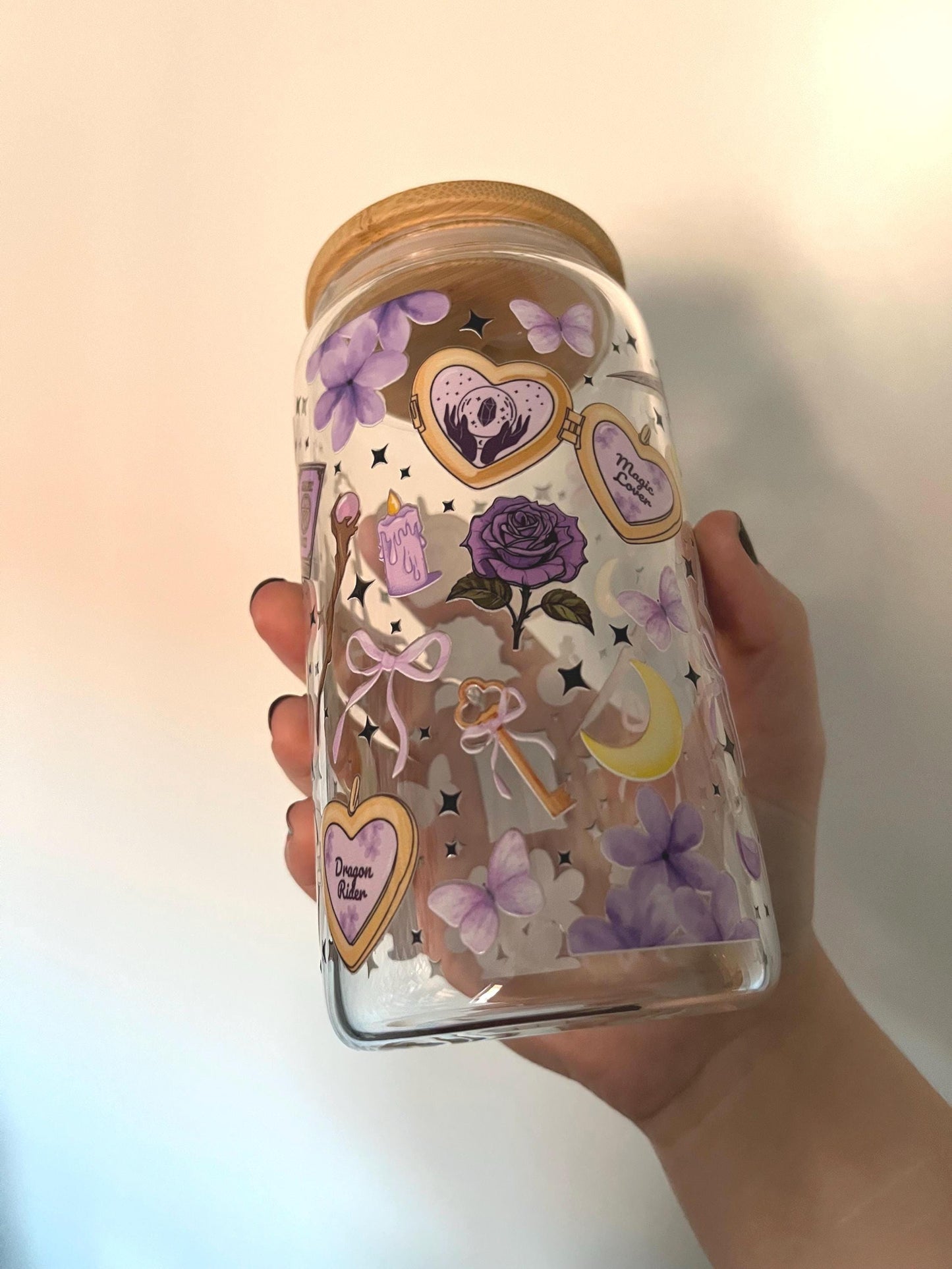 Fantasy Queen 16oz Glass Tumbler With Lid Ans Straw