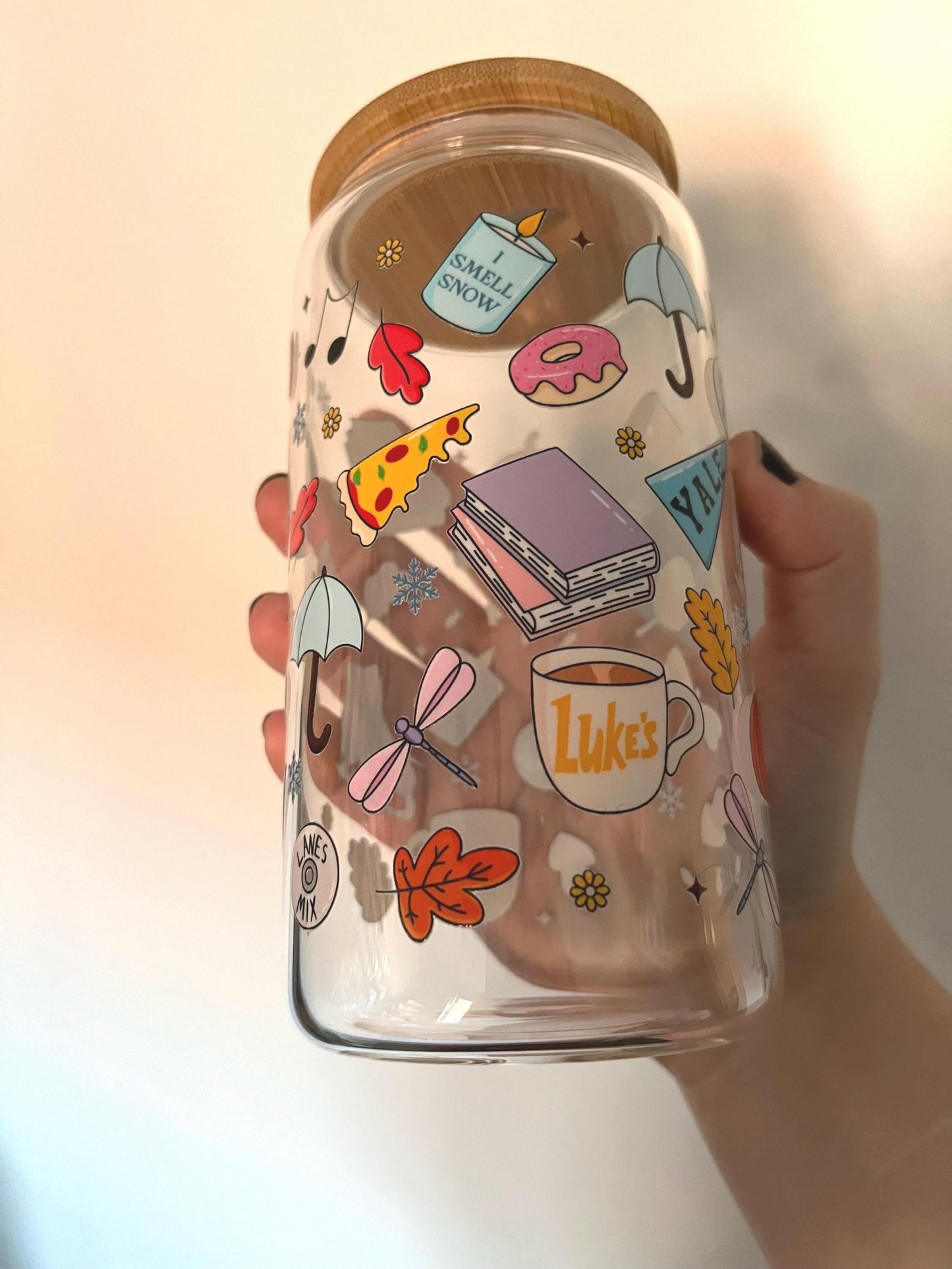 Gilmore Girls Autumn Tumbler: 16oz Glass with Lid & Straw