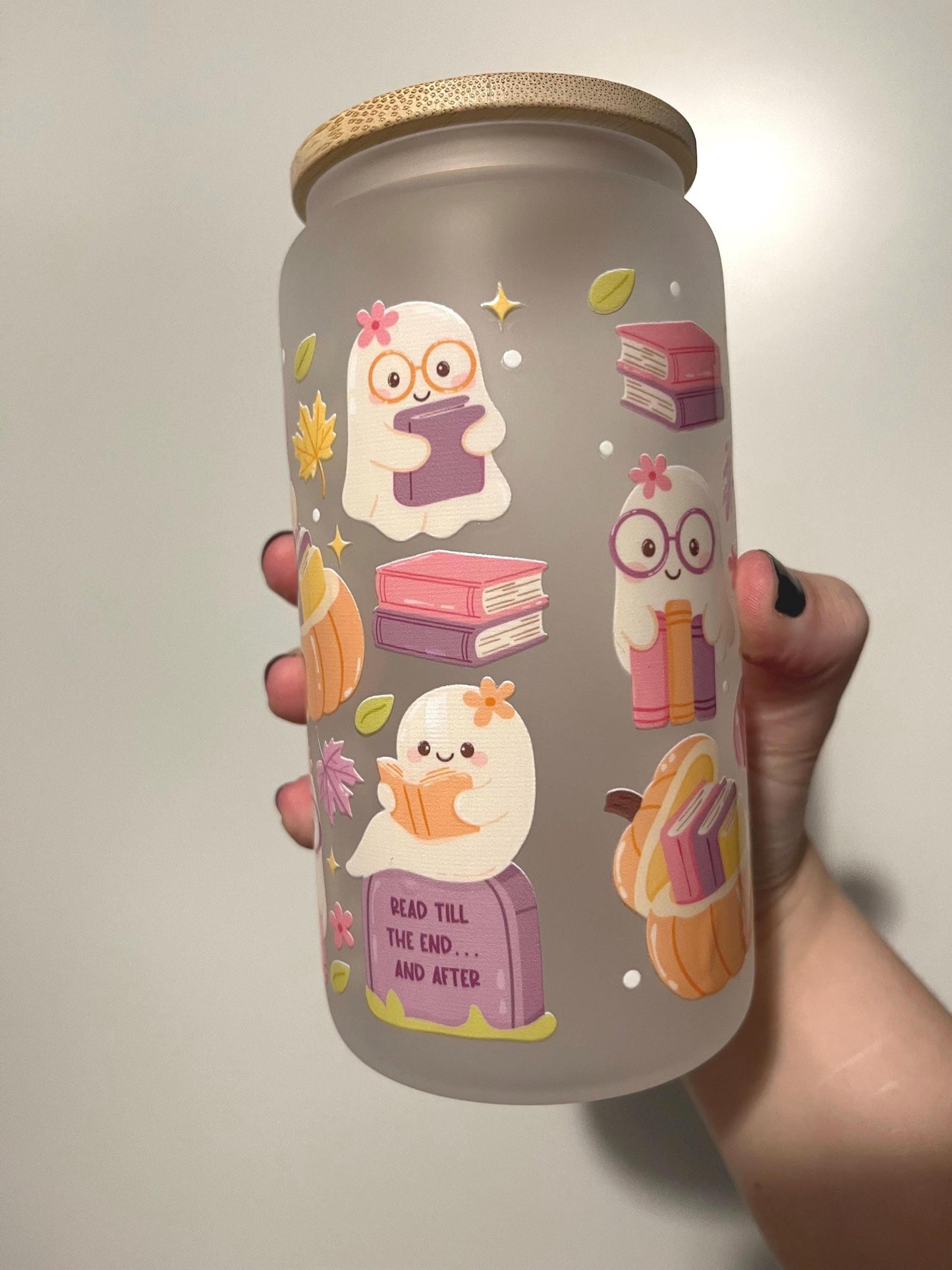 Haunted Bookshop, 16oz glass tumbler
