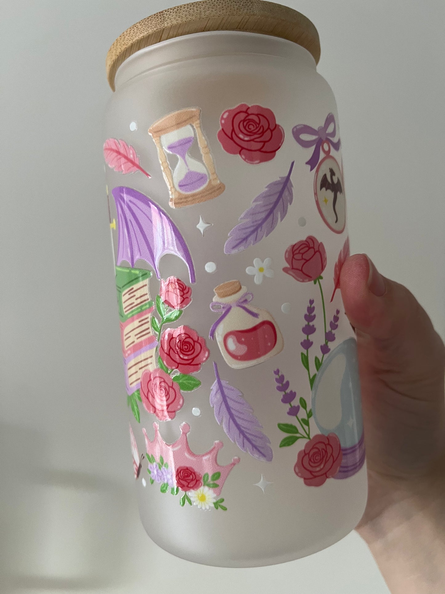 Hot Girls Read Romantasy 16oz Glass Tumbler Fantasy Girl Merch