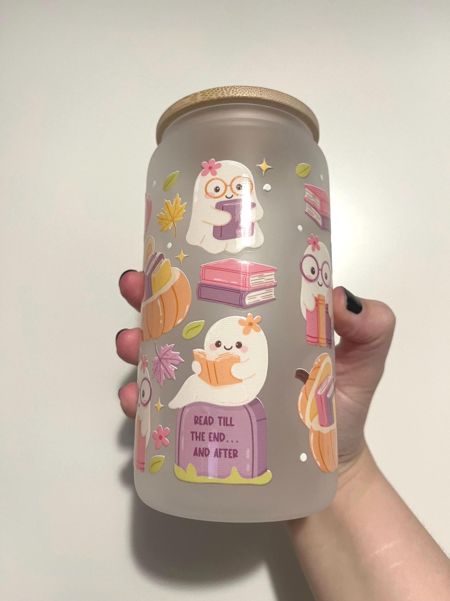 Haunted Bookshop, 16oz glass tumbler