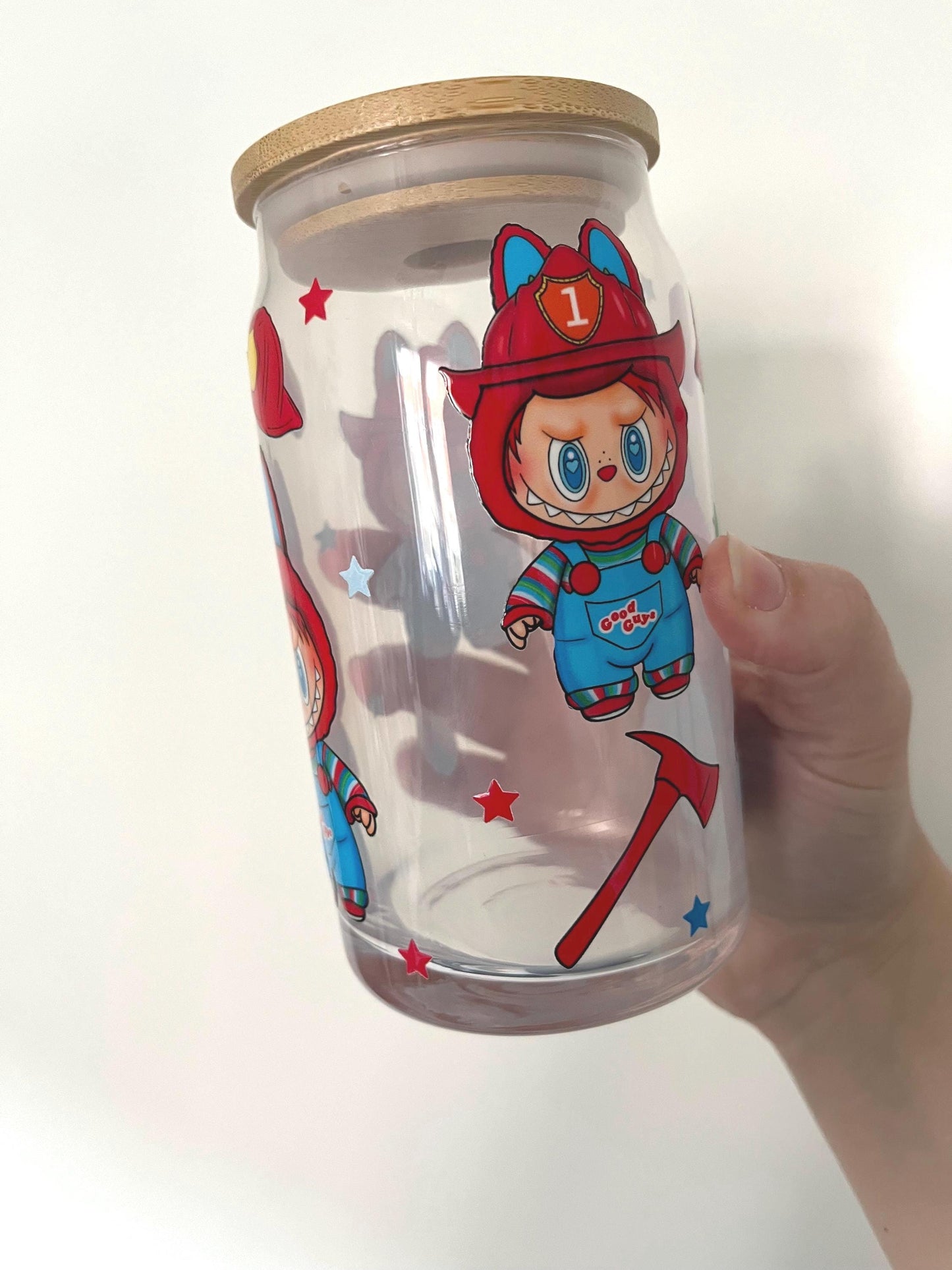 Chucky themed 16oz glass tumbler