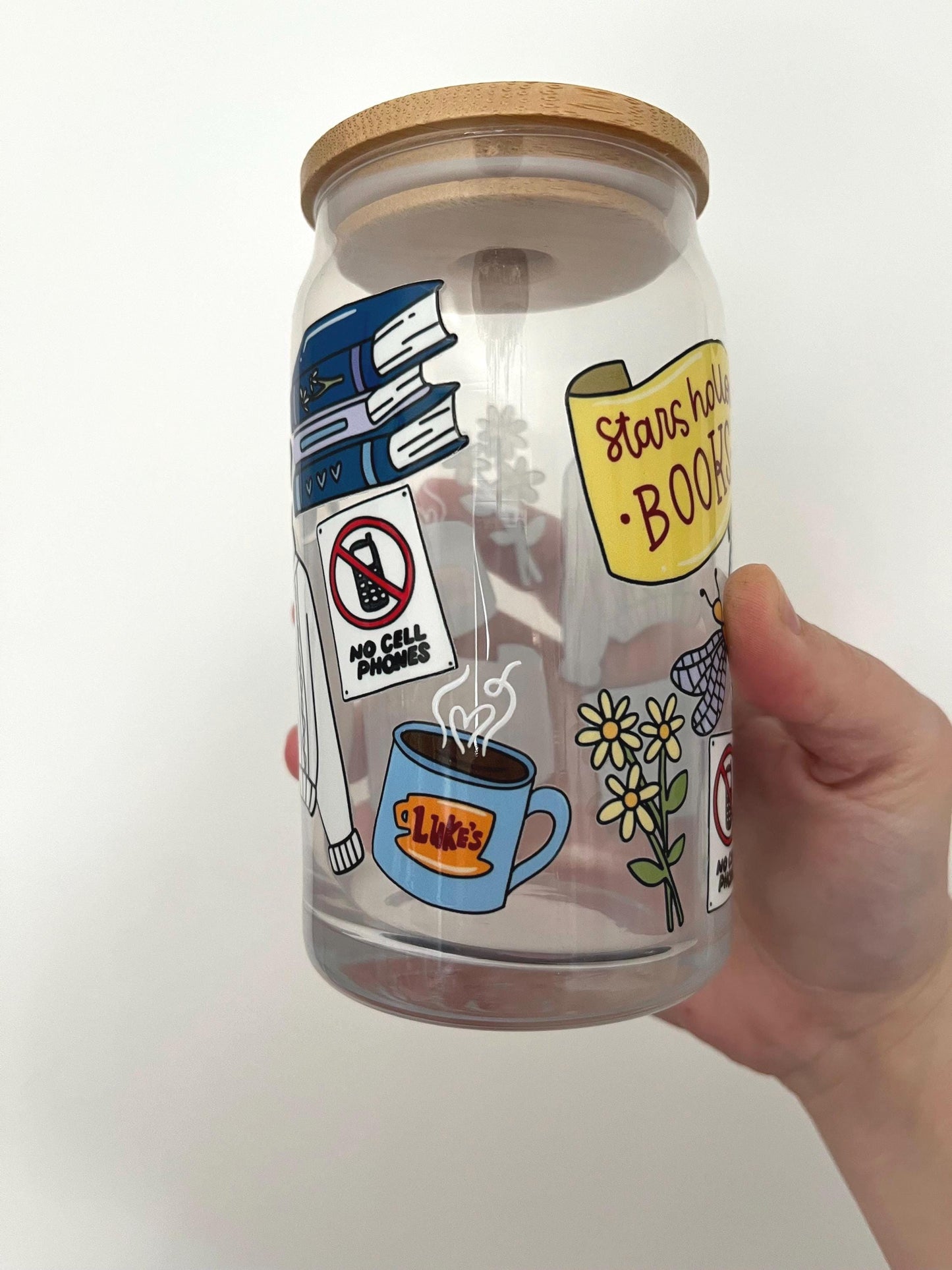 Gilmore Girls inspired iced coffee glass, fizzy drink soda tumbler, stars hollow