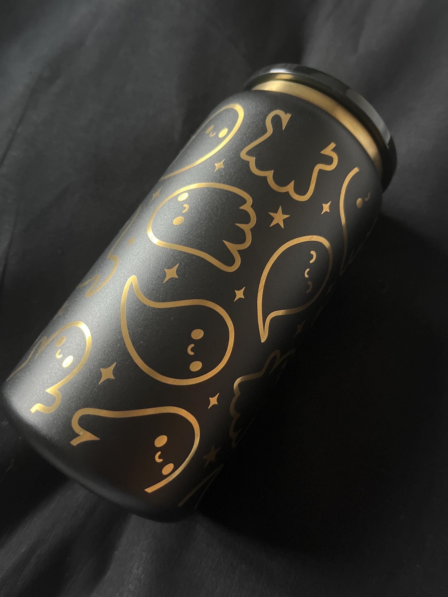 Ghostly stainless steel 16oz tumbler, laser engraved
