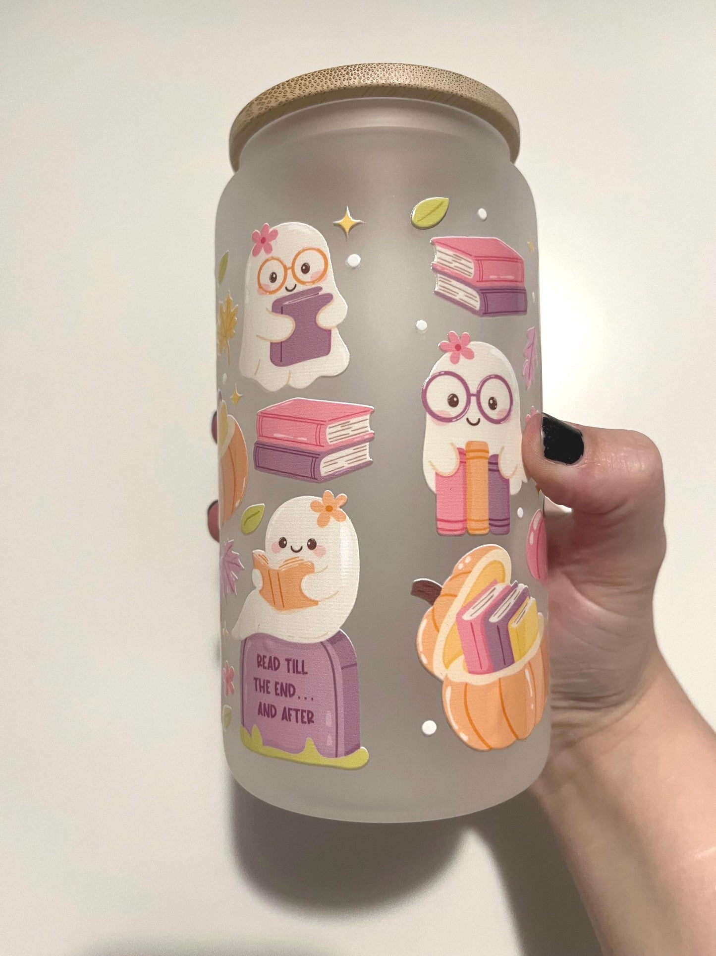 Haunted Bookshop, 16oz glass tumbler
