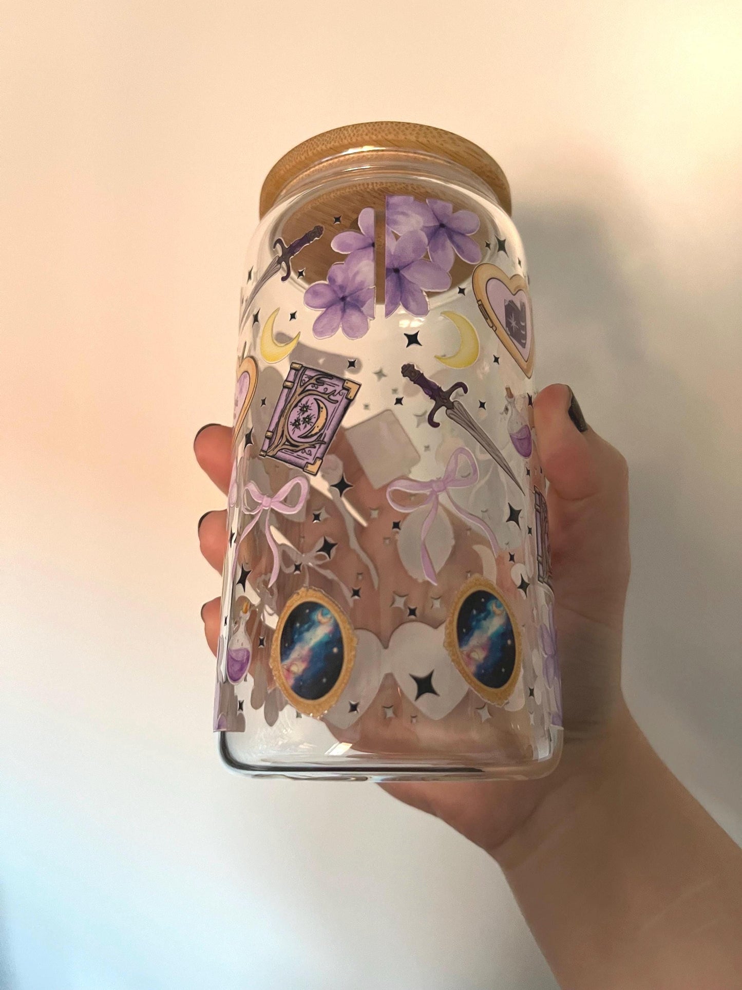 Fantasy Queen 16oz Glass Tumbler With Lid Ans Straw