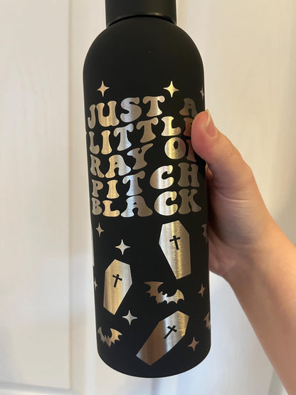 Black Gothic Stainless Steel Water Bottle Laser Engraved