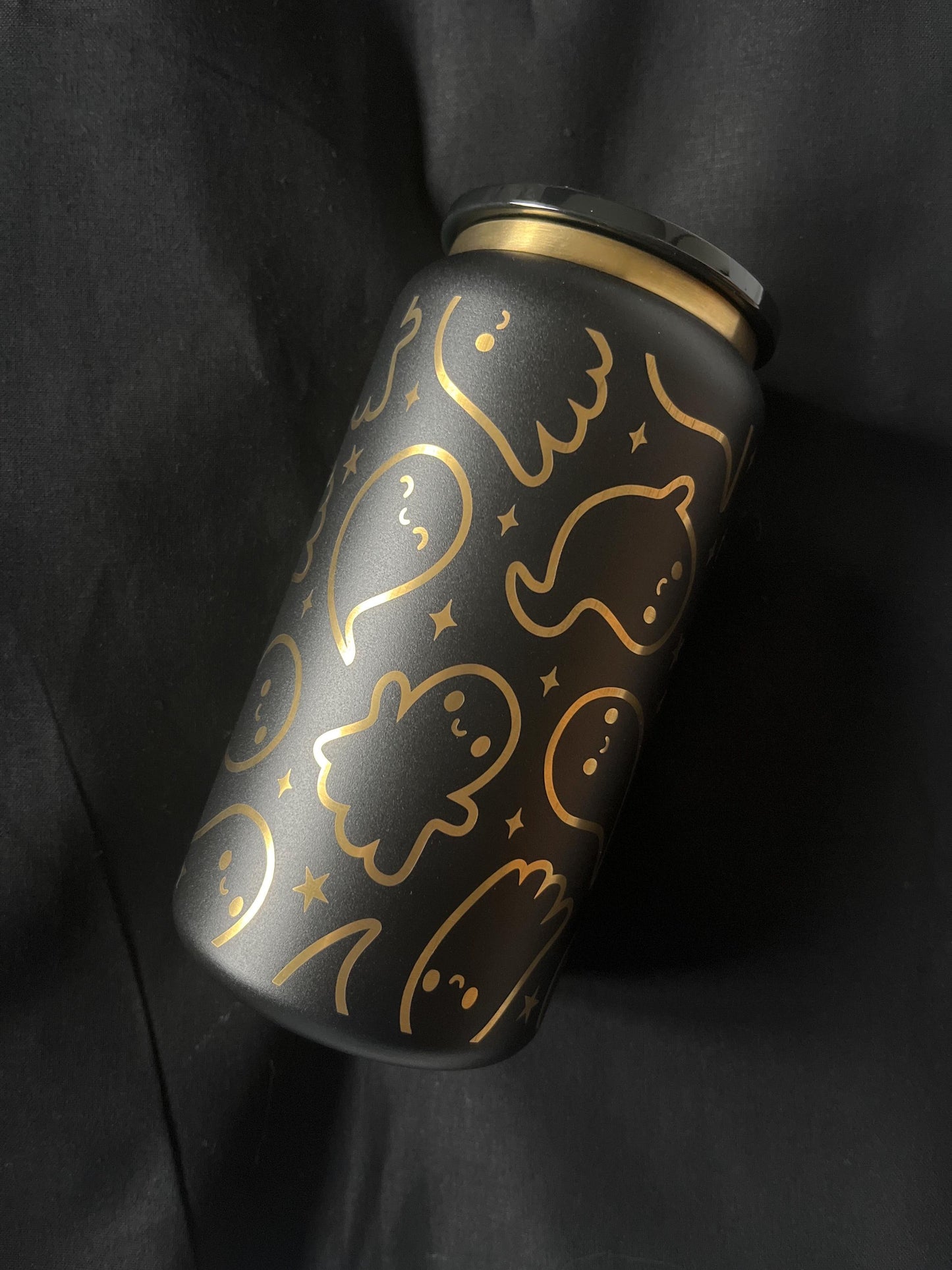 Ghostly stainless steel 16oz tumbler, laser engraved