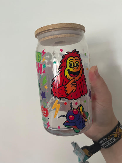Cryptid Glass Can with Lid & Straw: Mothman, Loch Ness Monster
