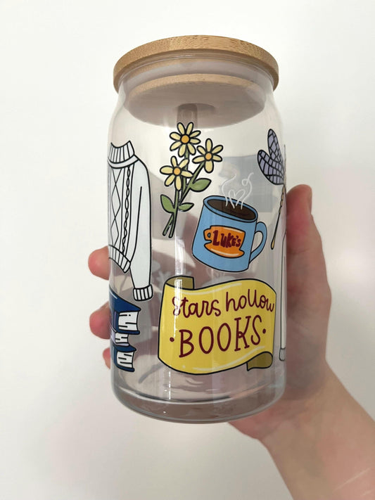 Gilmore Girls inspired iced coffee glass, fizzy drink soda tumbler, stars hollow