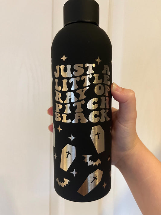 Black Gothic Stainless Steel Water Bottle Laser Engraved
