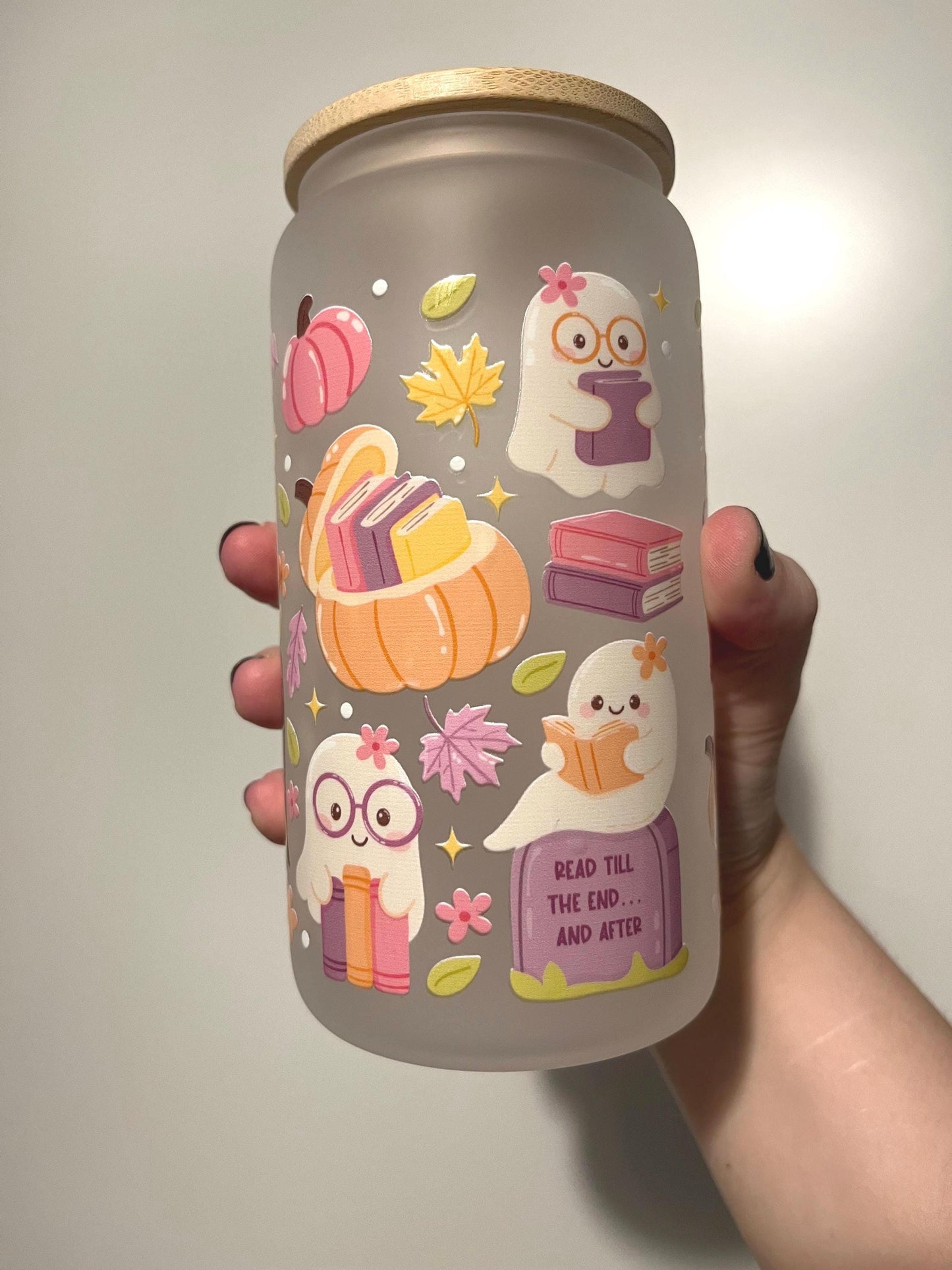 Haunted Bookshop, 16oz glass tumbler