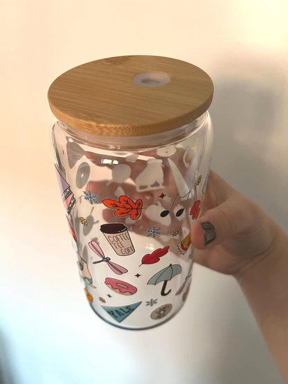 Gilmore Girls Autumn Tumbler: 16oz Glass with Lid & Straw