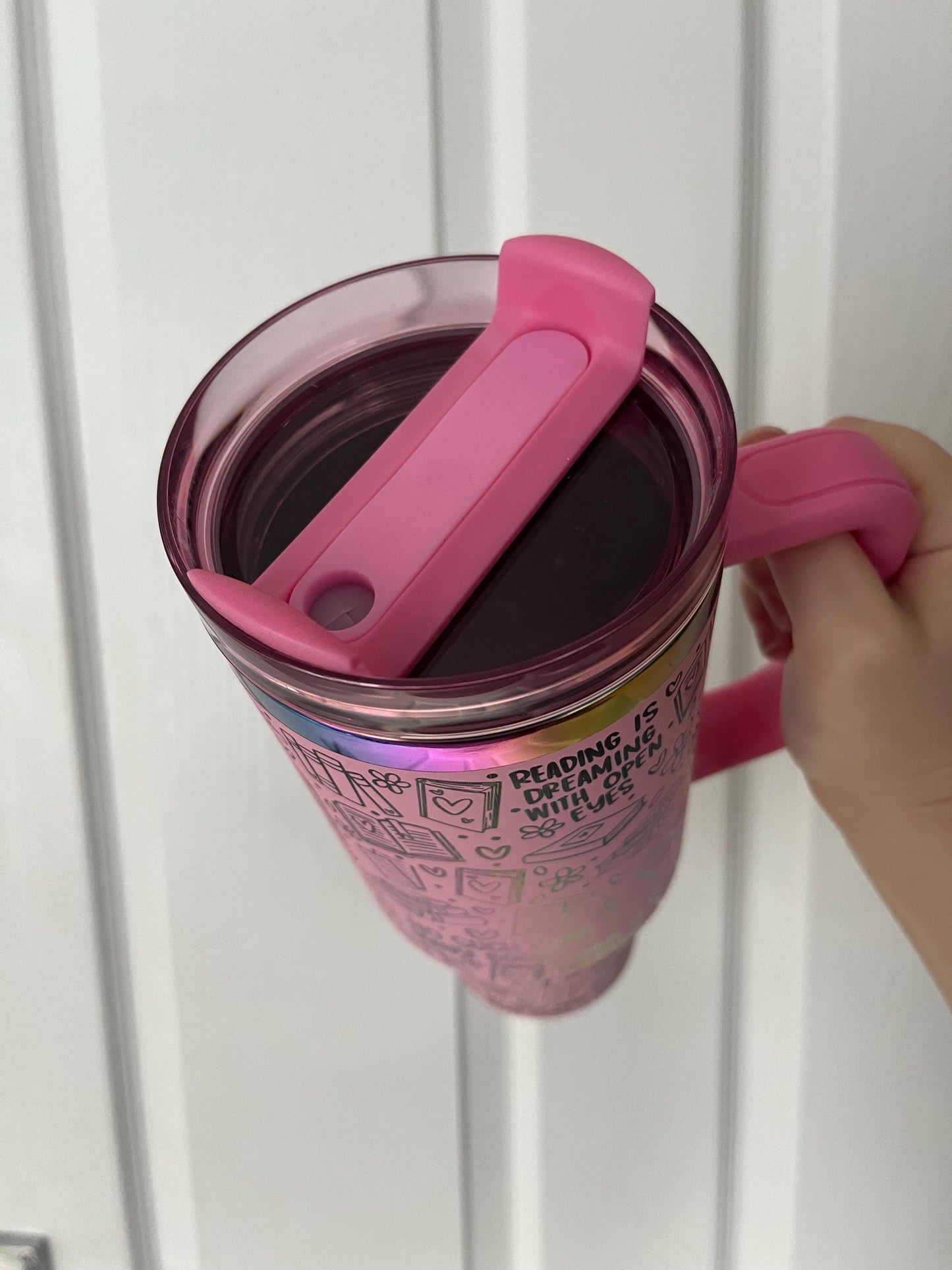 Book Lover 40oz Tumbler: Rainbow Laser Engraved Stanley Dupe