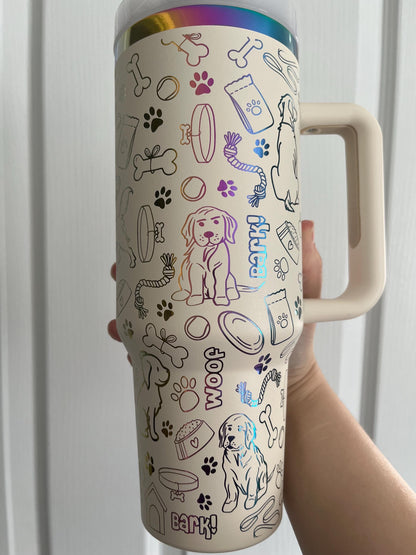Golden Retriever 40oz laser engraved Stanley dupe tumbler, dog lover gift travel cup