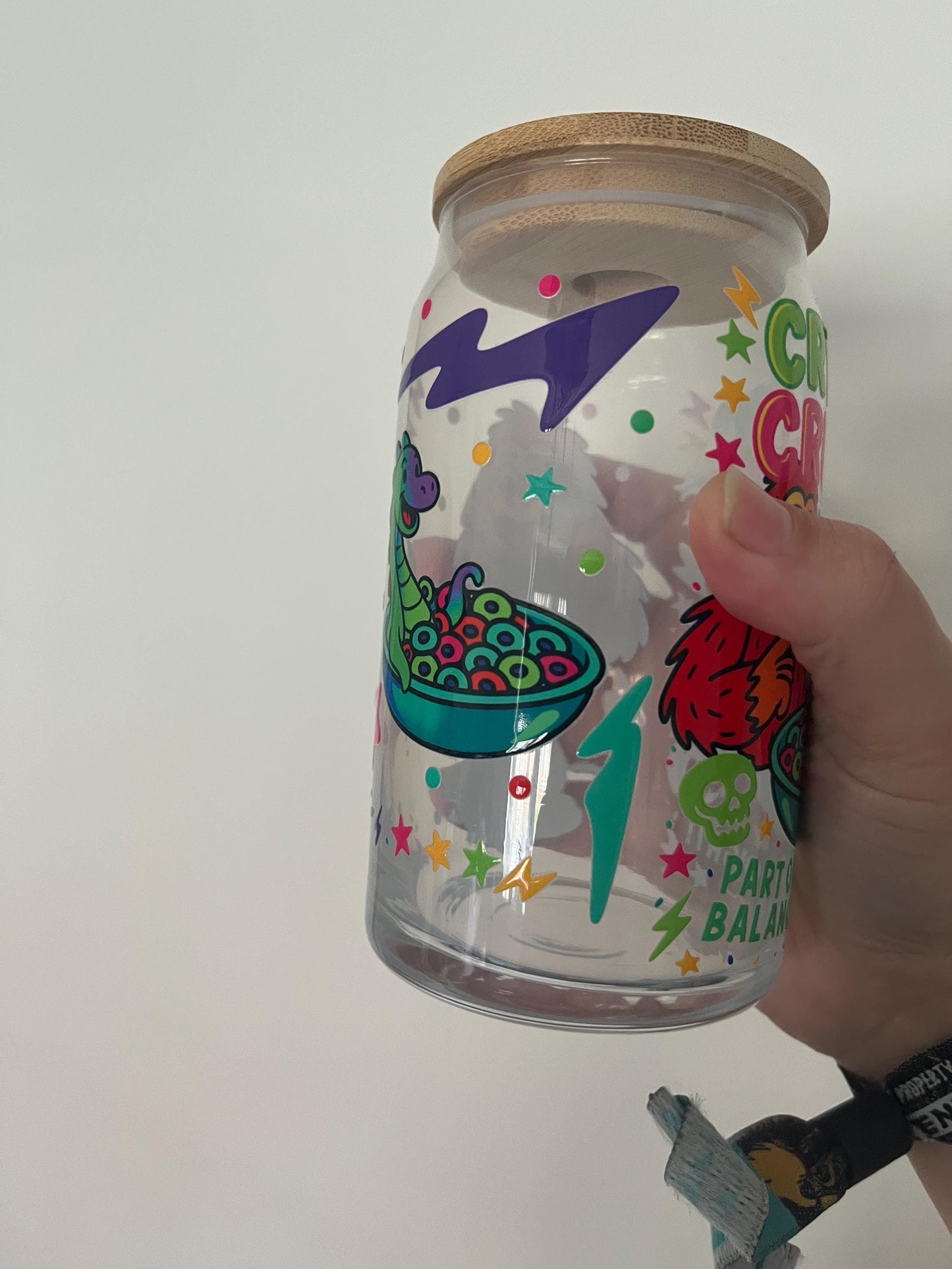 Cryptid Glass Can with Lid & Straw: Mothman, Loch Ness Monster