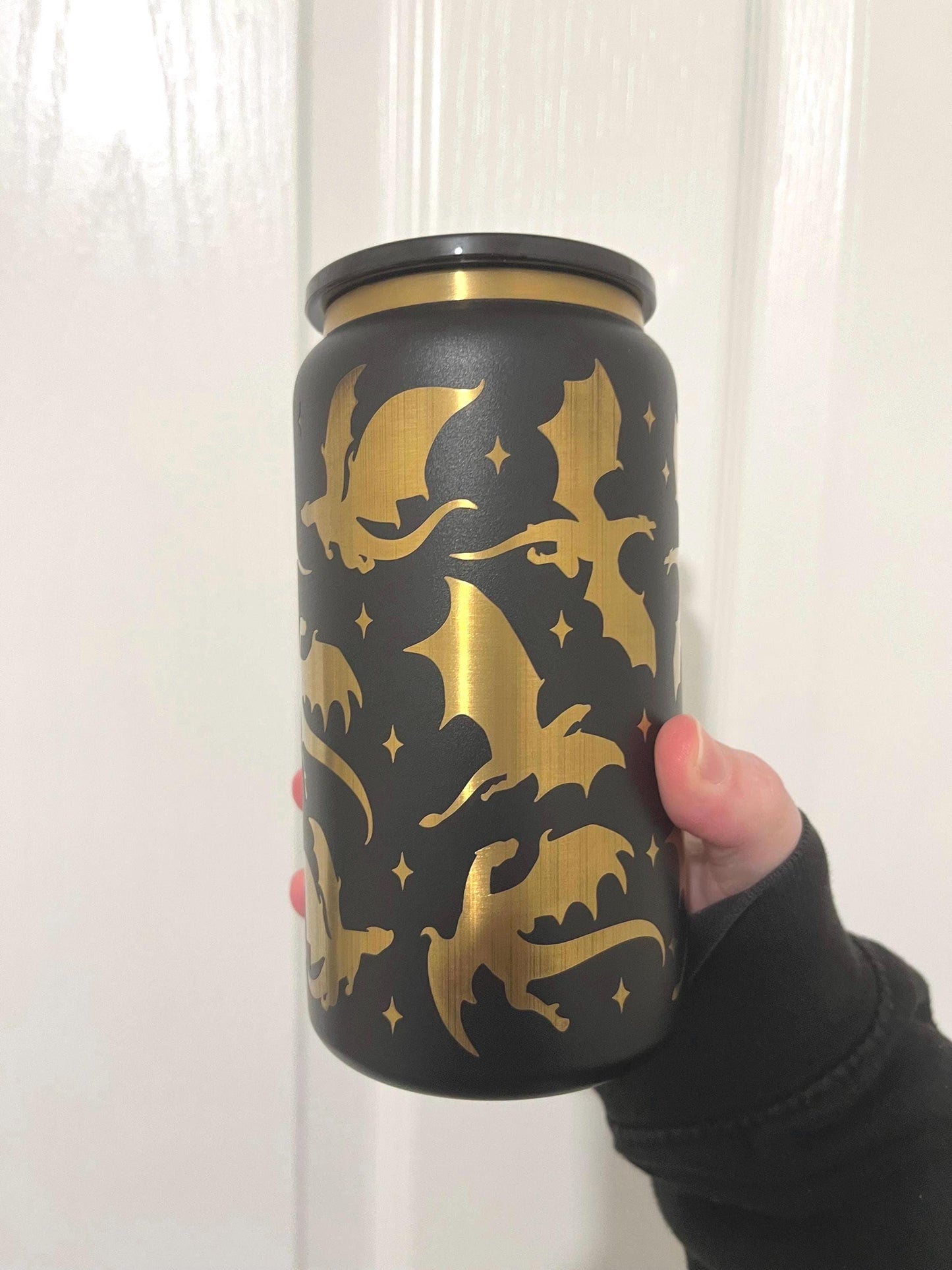 Dragon girly laser engraved stainless steel tumbler
