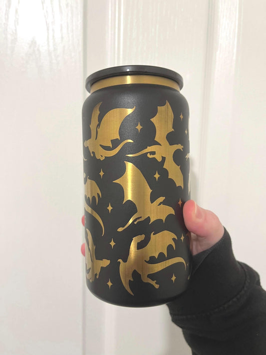 Dragon girly laser engraved stainless steel tumbler