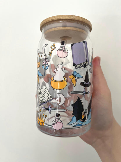 ACOTAR themed 16oz glass tumbler