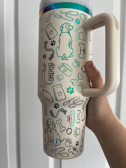 Golden Retriever 40oz laser engraved Stanley dupe tumbler, dog lover gift travel cup