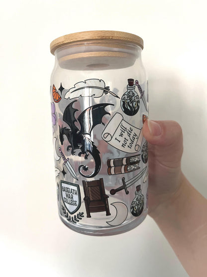 Fourth wing 16oz glass tumbler