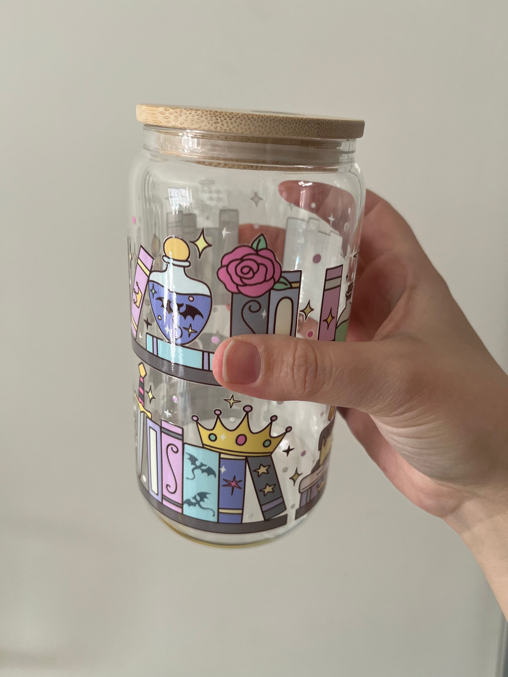 Fantasy booklover iced coffee glass perfect reader gift