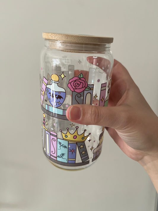 Fantasy booklover iced coffee glass perfect reader gift