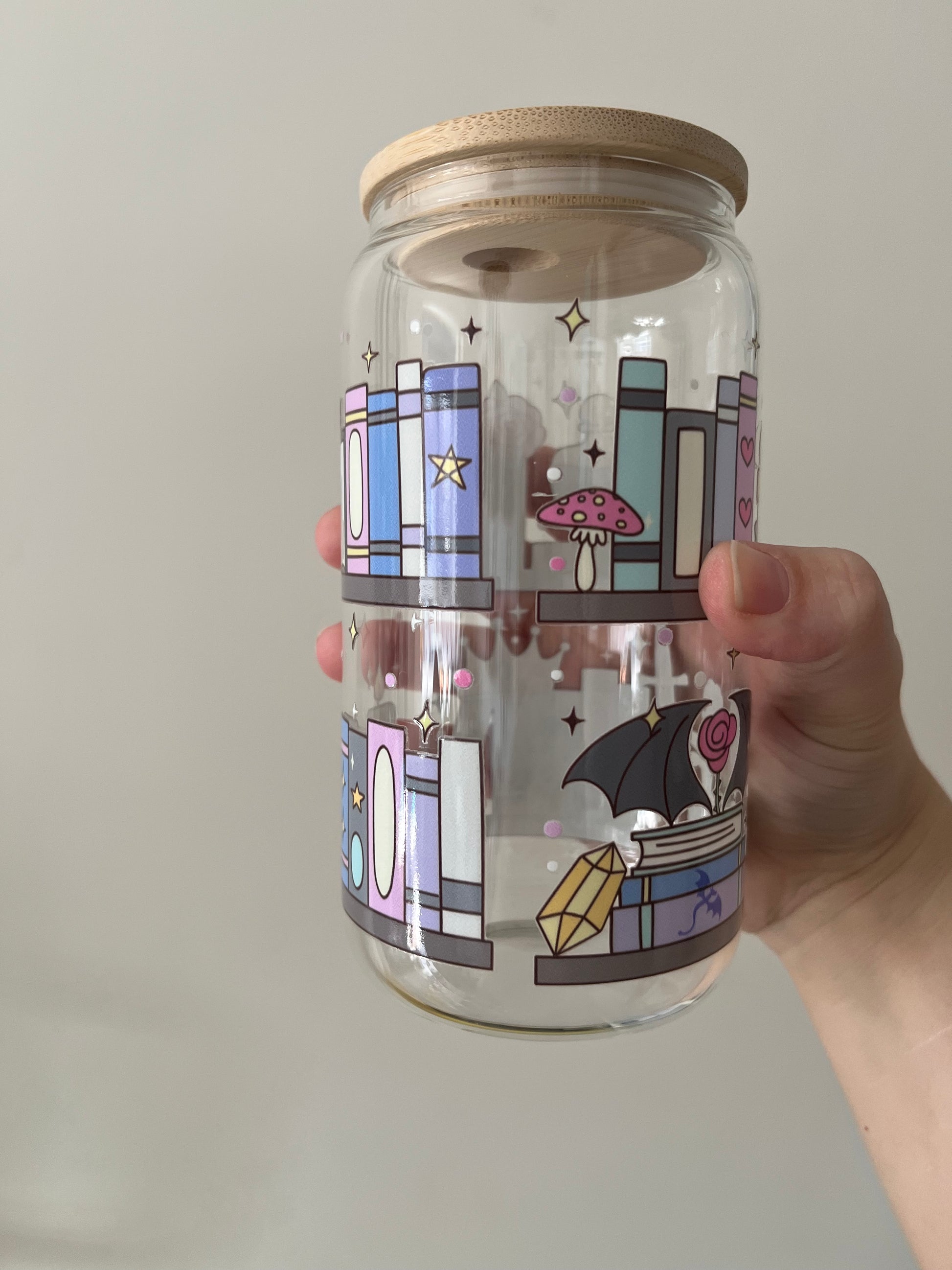 Glass tumbler with lid and reusable straw 