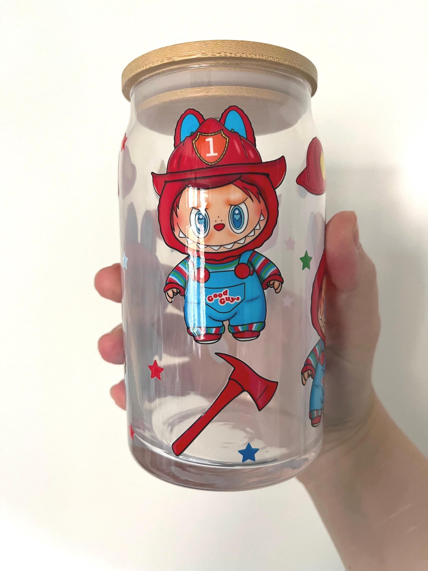 Chucky themed 16oz glass tumbler