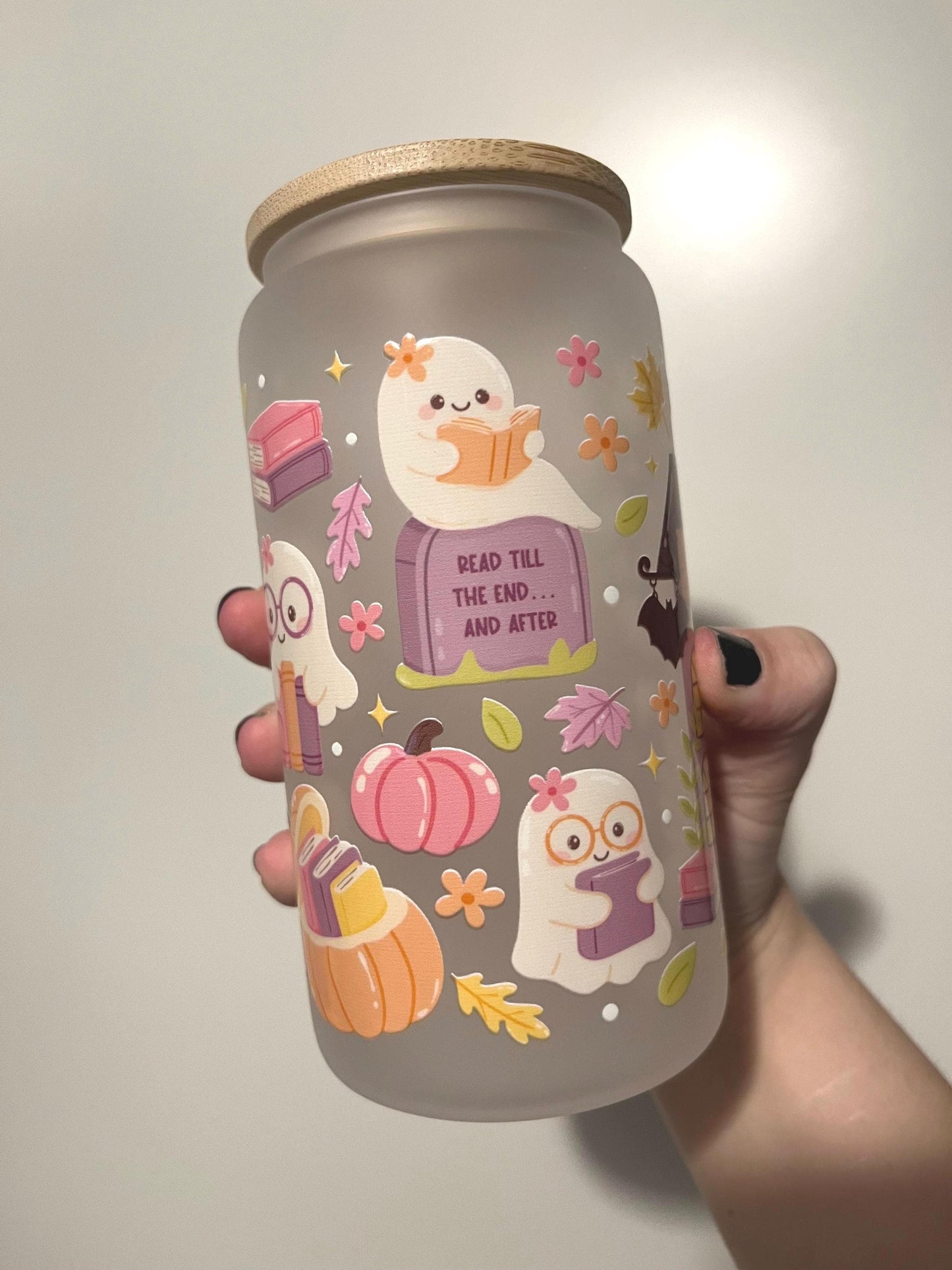 Haunted Bookshop, 16oz glass tumbler