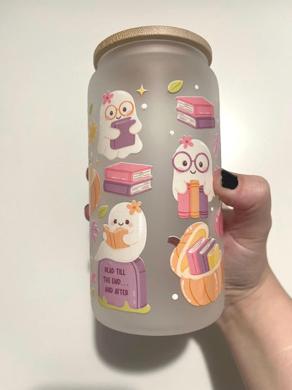 Haunted Bookshop, 16oz glass tumbler