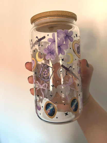 Fantasy Queen 16oz Glass Tumbler With Lid Ans Straw