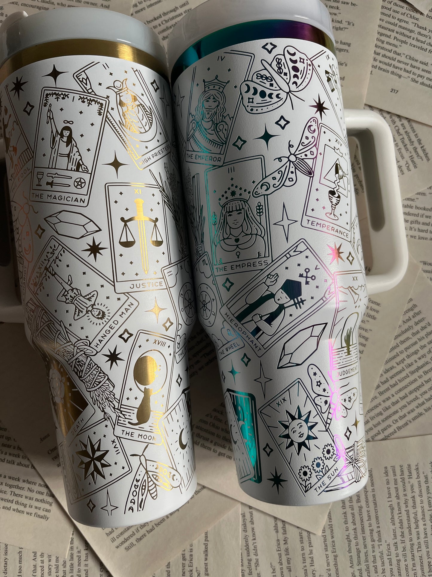 laser engraved tumblers side by side